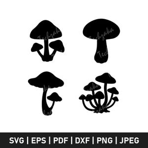 Mushroom SVG Files, Forest Mushroom Silhouette, Fungi Clipart, Mushroom PNG, Foraging SVG, Nature Vector, Cricut Cut File, Digital Download