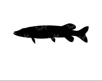 Peixe Lúcio-do-Norte Svg, Clipart de Silhueta de Lúcio, Arquivo de Corte Svg de Peixe de Água Doce, Svg de Pesca para Cricut, Design Vetorial de Pescador, Decalque de Lúcio Svg