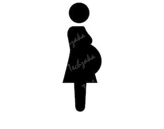 Archivo SVG de mujer embarazada, silueta de pictograma de embarazada, clipart de embarazo, PNG de futura mamá, archivo de corte de maternidad, símbolo de mujer embarazada