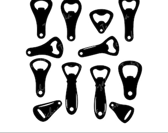 Flesopener SVG-bundel, flesopener silhouet, flesopener png, flesopener dxf, CNC-flesopener, laserflesopener, vector, jpeg
