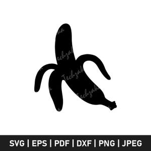 Peeled Banana Svg, Banana Silhouette Cut File, Banana Png, Fruit Clipart, Tropical Fruit Svg, Funny Banana Svg, Cricut Fruit Design