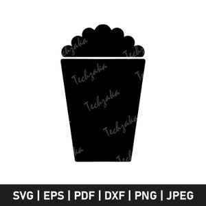 Popcorn Box Svg, Popcorn Silhouette, Popcorn Cut File, Popcorn Snack Clipart, Popcorn Png, Concession Stand Svg for Cricut & Sublimation