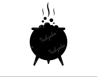 Witch Cauldron Svg File, Witch Cauldron Silhouette, Spooky Cauldron Png, Halloween Cauldron Svg, Witch Pot Svg, Halloween Cricut Cut File