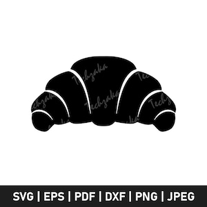 Croissant Svg File | Croissant Silhouette | French Pastry Clipart | Cute Breakfast Food Cricut File | Kawaii Croissant Png Dxf Eps