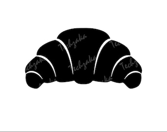 Croissant Svg File | Croissant Silhouette | French Pastry Clipart | Cute Breakfast Food Cricut File | Kawaii Croissant Png Dxf Eps