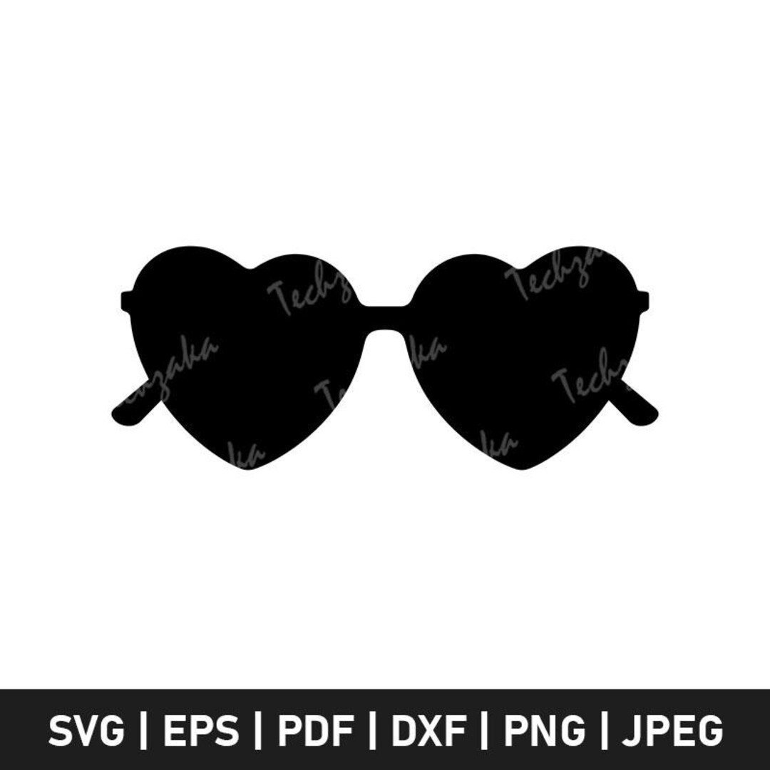 Heart Shaped Sunglasses Svg, Retro Sunglasses Clipart, Love