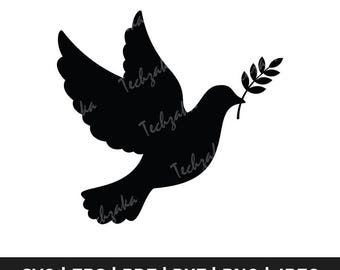 SVG de Pomba da Paz Voando, Silhueta de Pomba, PNG de Pomba da Paz, Arquivo SVG de Pomba, Cricut, Laser, Clipart, CNC, Vetor, (EPS DXF JPG PDF)