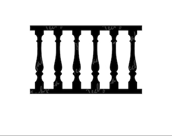 Wooden Railing SVG, Fence Silhouette, Balcony Railing Clipart, Wooden Railing PNG, Architecture Vector, Cricut Cut File, Digital Download