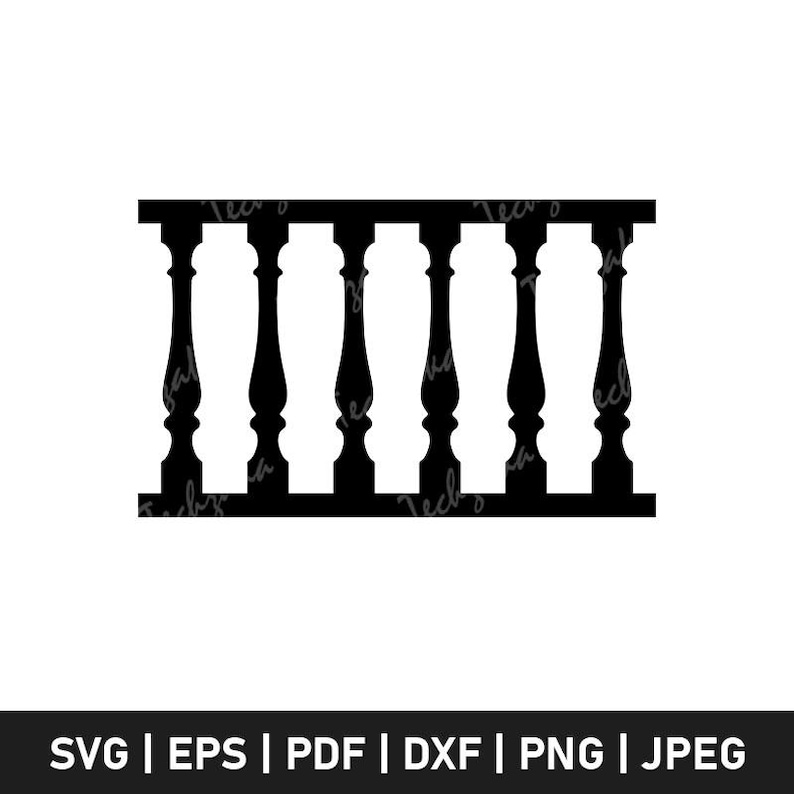 Wooden Railing SVG, Fence Silhouette, Balcony Railing Clipart, Wooden ...