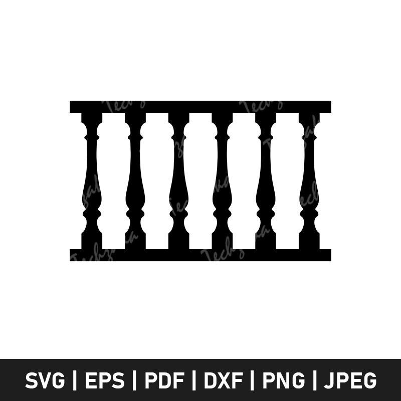 Svg Railing Designs Wooden Railing SVG, Fence Silhouette, Balcony Railing Clipart, Wooden ...