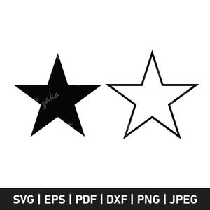 Star Svg Files, Star Outline Svg, Star Vector Clipart, Star Cut Files for Cricut & Silhouette, Cnc Files, Digital Download Png Eps Dxf