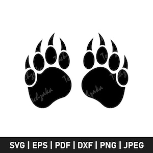 Ein Paar Bärenpfoten Abdrücke, Bärentatzen svg, schwarze Bärenpfote Silhouette, Bärentatze dxf, Bärentatze png, Bärentatze Clip Art.