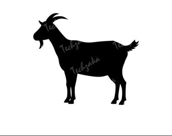 Chèvre SVG, Silhouette de chèvre, chèvre PNG, Clipart animaux de la ferme, fichier de coupe Cricut et Silhouette, vecteur de l'élevage, Design animaux de grange, Dxf, Eps