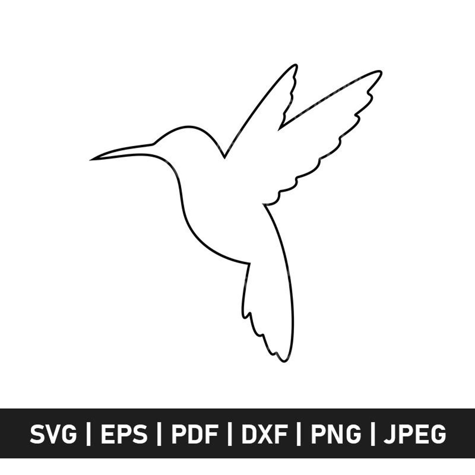 Simple Hummingbird Outline Svg File, Flying Humming Bird Png, Cricut ...