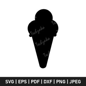Three Scoop Ice Cream Cone SVG | Ice Cream Silhouette Clipart | Summer Dessert SVG Cut File for Cricut & Glowforge | Ice Cream PNG