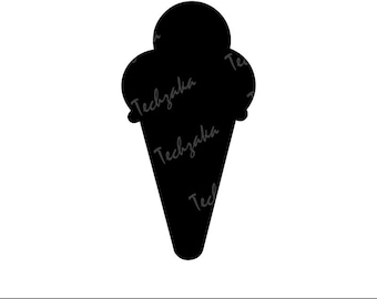 Three Scoop Ice Cream Cone SVG | Ice Cream Silhouette Clipart | Summer Dessert SVG Cut File for Cricut & Glowforge | Ice Cream PNG