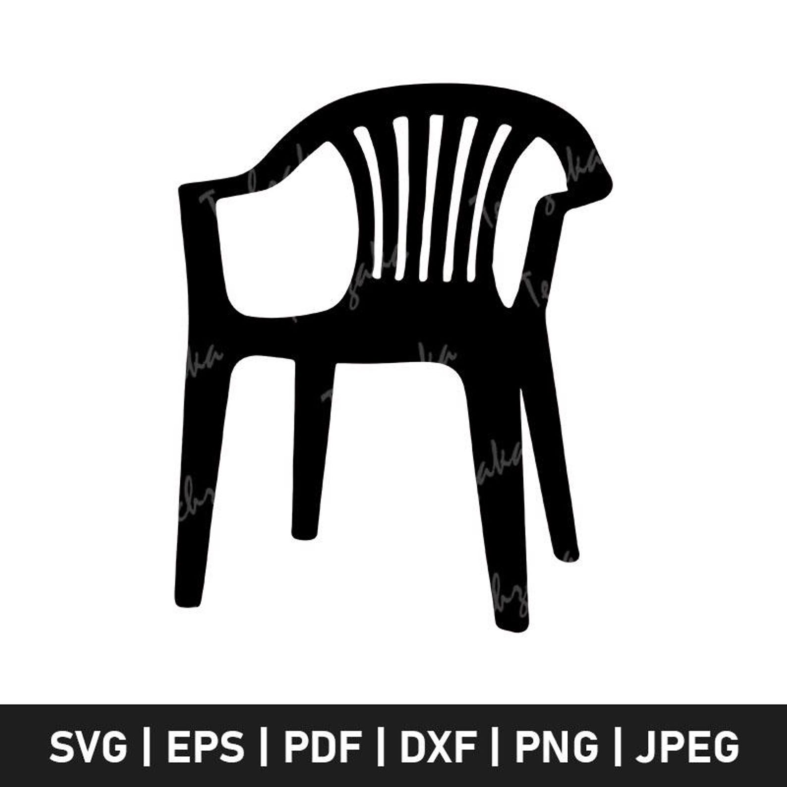Simple Chair Svg Plastic Chair SVG, Chair Silhouette, Chair Clipart, Patio Chair SVG ...