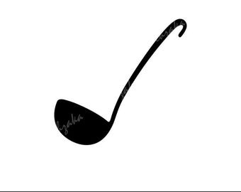 Concha de comida SVG, Silhueta de utensílio de cozinha, Clipart de colher de cozinha, Concha de sopa PNG, Arquivo de corte SVG de utensílios de cozinha para Cricut, Download digital