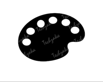 Paleta de pintura SVG, silueta de paleta de artista, imágenes prediseñadas de pintura para Cricut, suministros de arte SVG, archivo de corte vectorial de paleta de pintor PNG