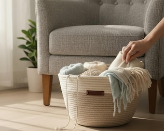 Set of 3 Cotton Rope Baskets: Boho Nursery & Home Organizer