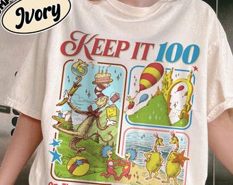 Keep It 100 Teacher Of Little Things  Shirt Comfort colors, Read Across Adult Tshirt, Teacher Life Seuss Books, Retro School Shirt