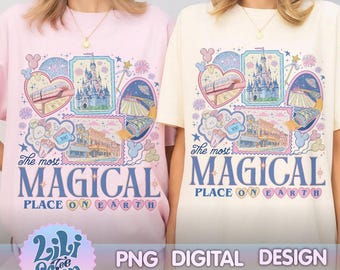 Most Magical Place on Earth Instant Download, Theme Park Vacation PNG, Retro Castle Clipart, Family Trip Matching, Magical Park