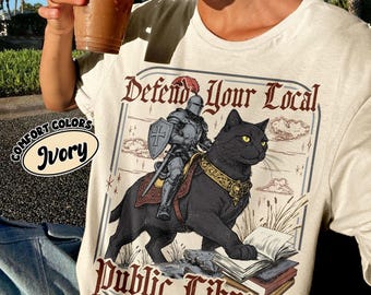 Defend Your Local Public Library Shirt Comfort Colors, Support Your Local Library TShirt, Librarian Book Lover Gift, Dark Academia Aesthetic