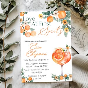 Invitation nuptiale de douche | Le coup de foudre | Mariée Aperol Spritz | Invitation modifiable numérique | Téléchargement instantané | 5X7