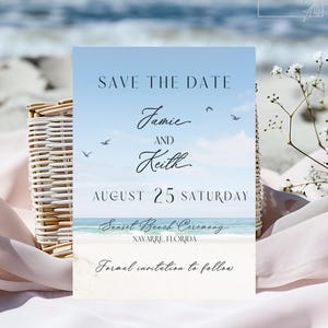 Invitación para boda en la playa con fecha de reserva / Invitación para boda de destino / Descarga instantánea / Tarjeta para guardar la fecha / 5x7