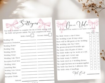 Bow Bridal Shower Games Bundle: 5 Printable Games (Canva Template)