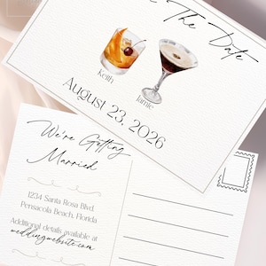 Save the Date Cocktail-Hochzeits-Postkarte | Bearbeitbare digitale Einladung | Sofortdownload | His & Hers Design