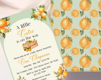Faire-part de fête prénatale Little Cutie : thème des agrumes (téléchargement numérique)
