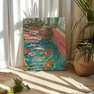 Paint by Number Koi Fish Swimming In Bathtub DIY Color Paint by Numbers Japanese Koi Canvas Paint Number Kit Koi Bathroom Wall Decor Funny image 3
