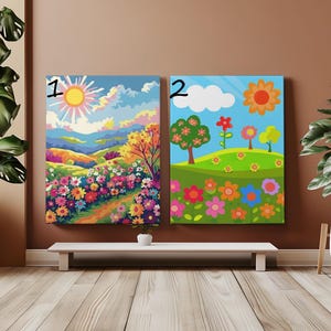 Colorful Landscape Landscape Paint by Number Kit for Adults Mountain Wildflower Paint Numbers Acrylic Canvas Floral Scenery Wall Art