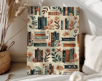 Vintage Book Floral Paint by Number Kit Retro Library Color Paint by Numbers Book Wall Art Canvas Paint Number Book Lovers Gift,Reading Gift