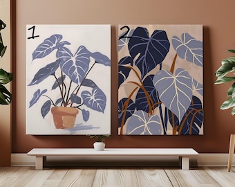 Kit vintage de peinture botanique végétale par numéros de plante d'intérieur, plante d'intérieur, peinture couleur DIY par numéros, oeuvre d'art mural Boho, cadeau de fête des mères pour elle