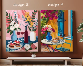 Kit de pintura de naturaleza muerta por números, acogedor vino de fresa, pintura acrílica en color por números, decoración de pared de naturaleza muerta, pintura en lienzo, regalo de cumpleaños