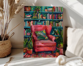 Kit de peinture par numéro confortable pour coin de lecture pour adultes, livre botanique, peinture couleur acrylique, chiffres, recoins livresques, toile, décoration, cadeau livresque, lecture