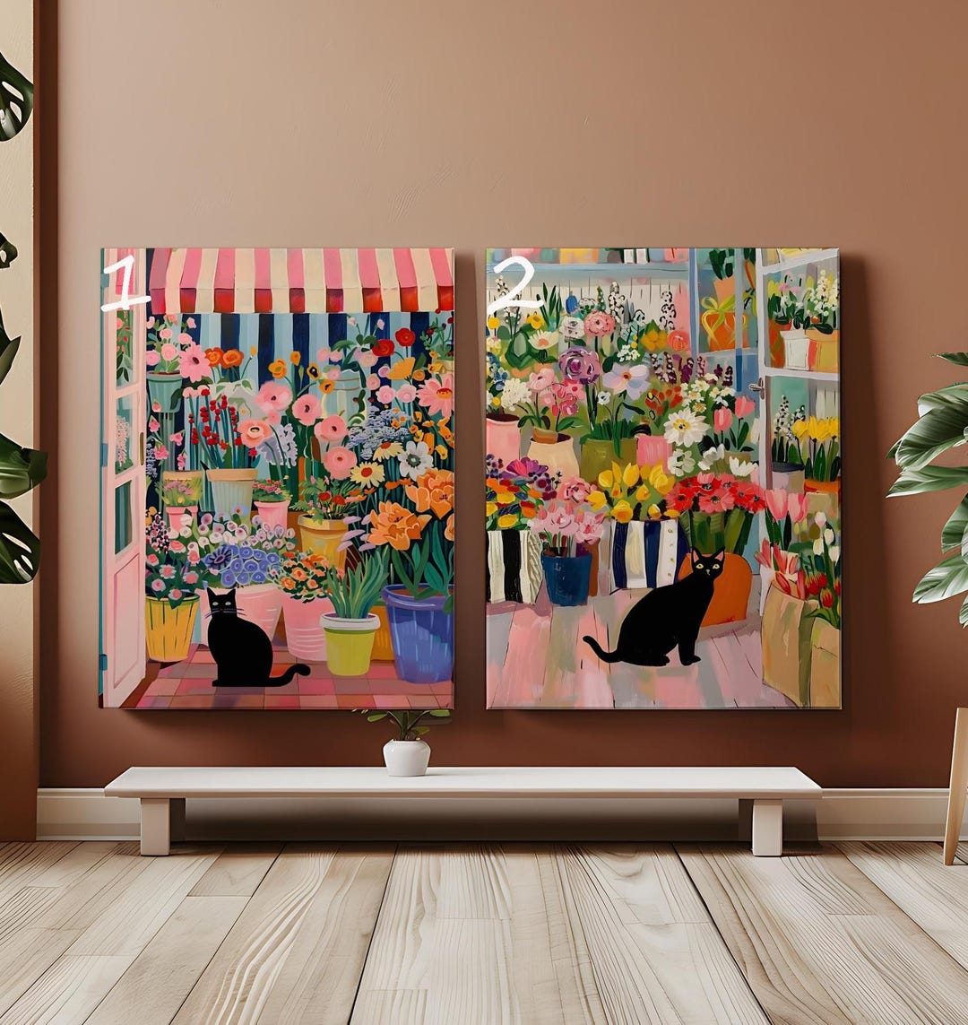Flower Cat Paint by Number Kits Flowers Market Color Paint by Numbers ...