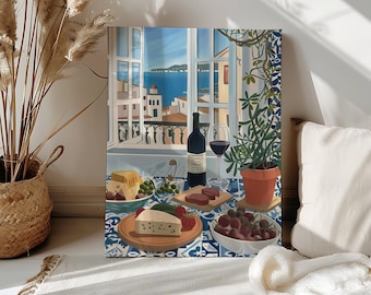 Nourriture vin, peinture à numéros, nature morte, kit de peintures couleur à faire soi-même, peinture à numéros sur toile moderne, art mural salle à manger, cuisine, boulangerie, art cosy