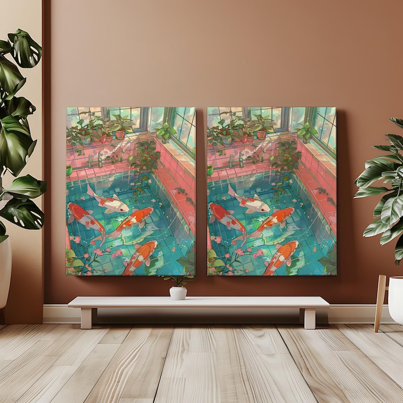 Paint by Number Koi Fish Swimming In Bathtub DIY Color Paint by Numbers Japanese Koi Canvas Paint Number Kit Koi Bathroom Wall Decor Funny image 2