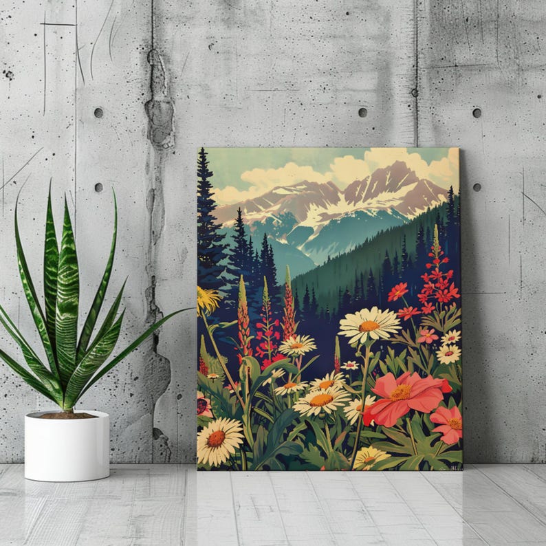 Mountain Wildflower Lake Landscape Paint by Number Kit for Adults ...