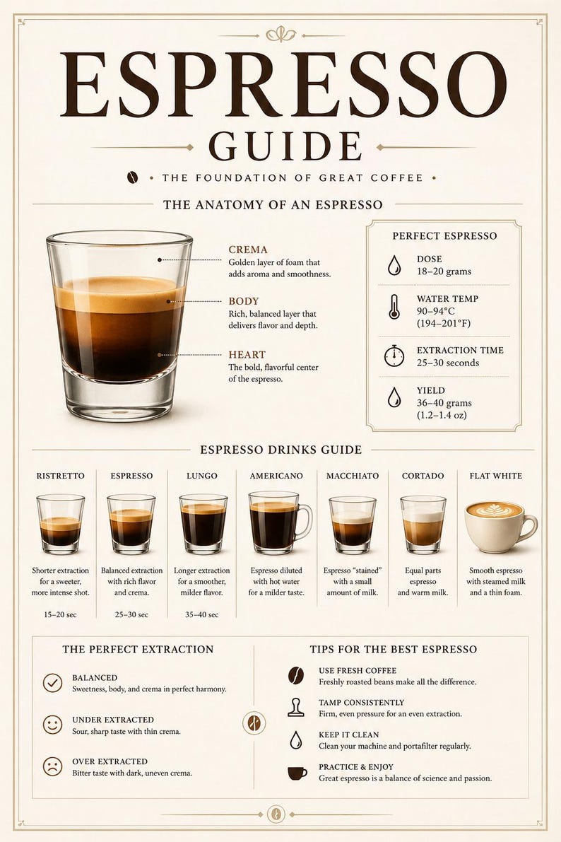 Espresso Guide.pdf Espresso Guide Poster, Coffee Anatomy Infographic, Coffee Bar Art ...