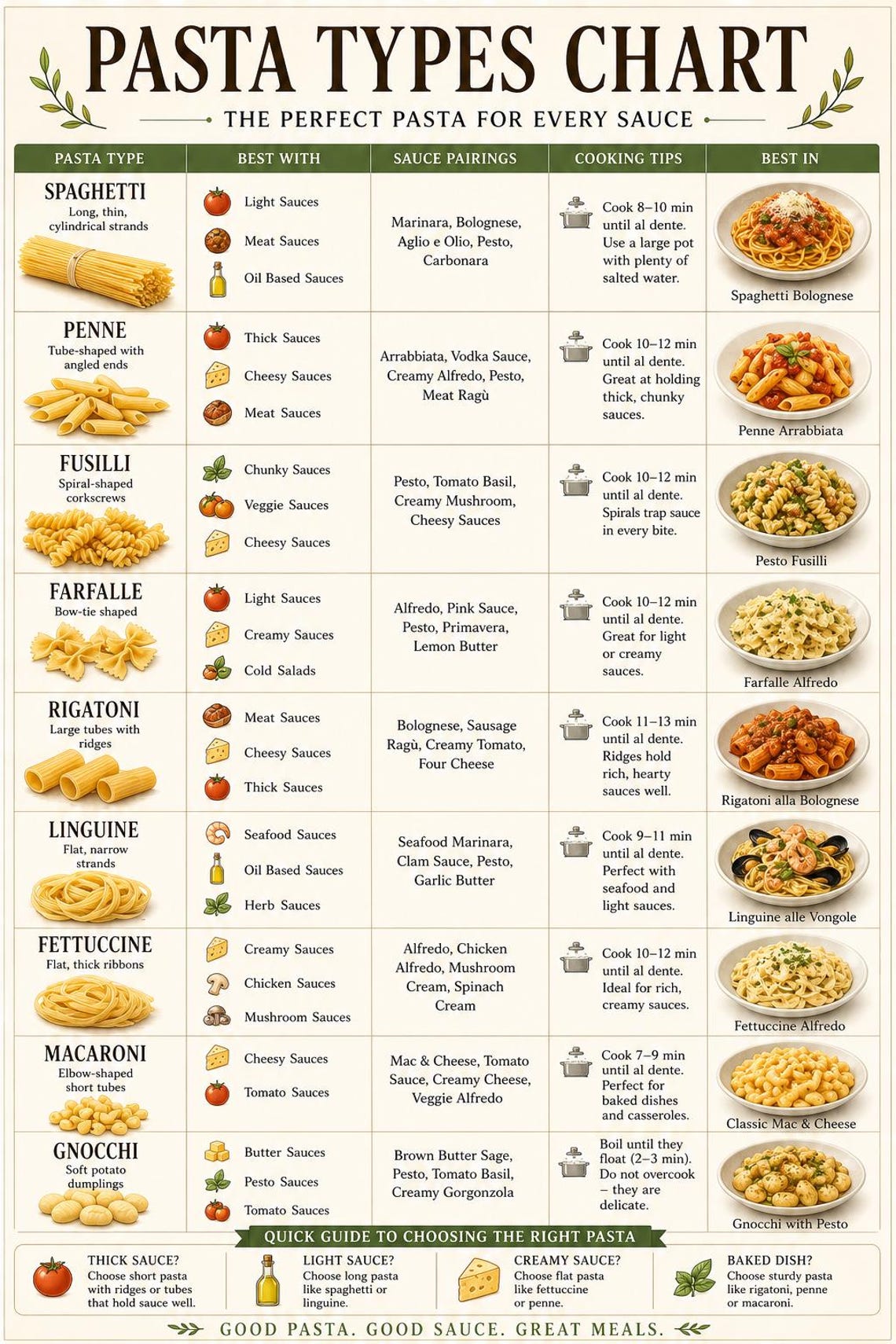 Pasta Types Chart, Kitchen Guide, Cooking Wall Art (instant Download ...