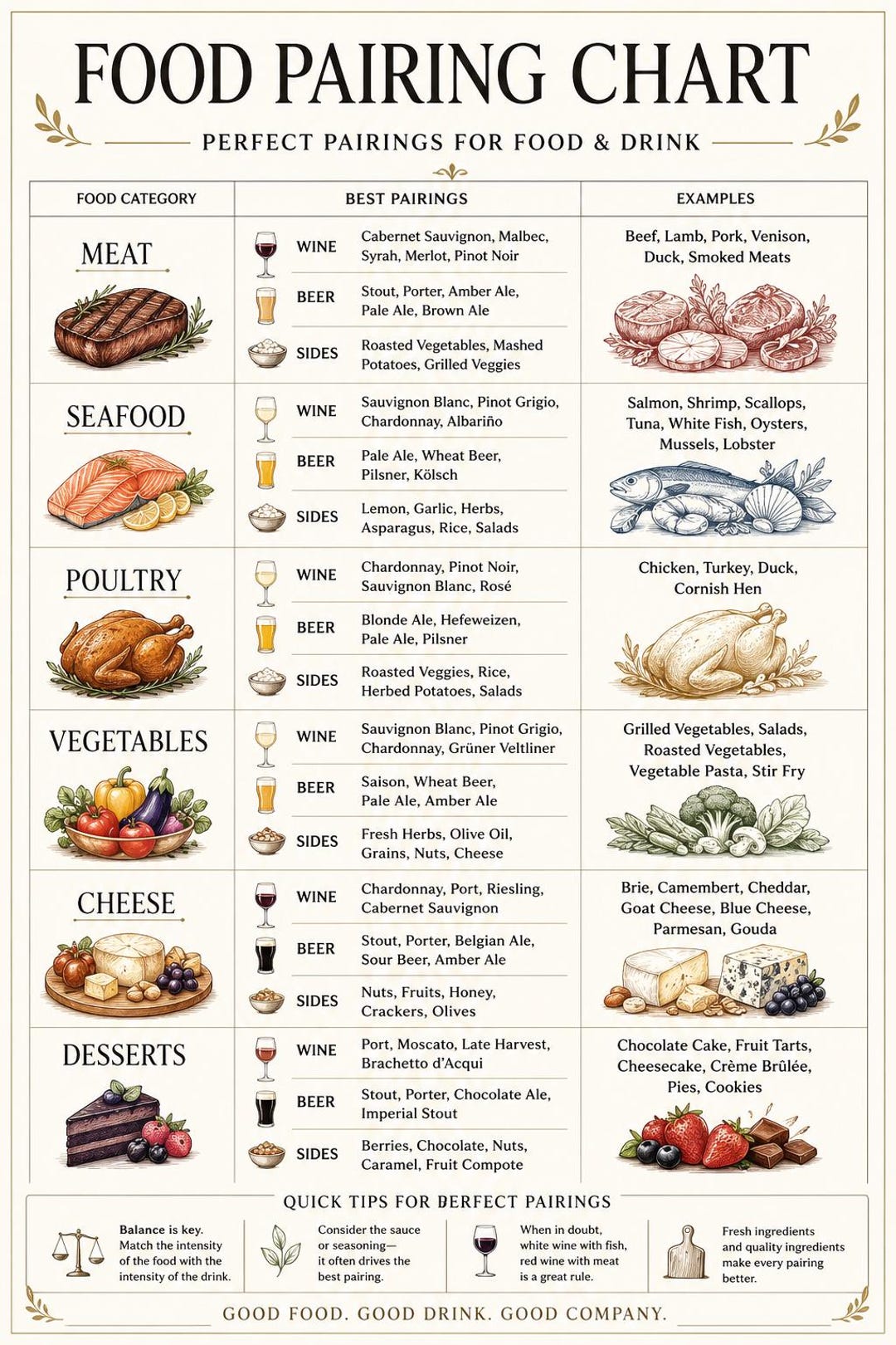 Food Compatibility Food Pairing Chart, Kitchen Guide, Cooking Infographic (instant ...