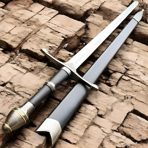 Personalized Engraved Sword | Custom Medieval Knight Arming Sword with Scabbard | Monogram Gift Blade for Collectors & Cosplay gift for men
