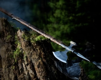 Epic Viking Berserker Axe – Authentic Two-Handed Halberd for Battle Reenactment and Decor gift for him