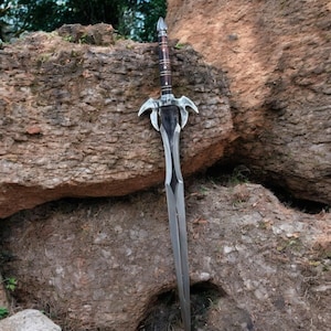 Hand Forged Viking Sword with Unique Guard – 5160 Leaf Spring Carbon Steel Blade | Medieval Black Sword | Handmade Collectible Gift