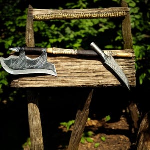 Hand-Forged Viking Axe | Death Dealer Barbarian Battle Axe Scandinavian Berserker Axe with Curved Handle | Unique Gift for Him  LOCHABER AXE