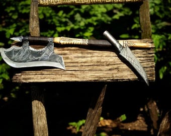 Hand-Forged Viking Axe | Death Dealer Barbarian Battle Axe Scandinavian Berserker Axe with Curved Handle | Unique Gift for Him  LOCHABER AXE